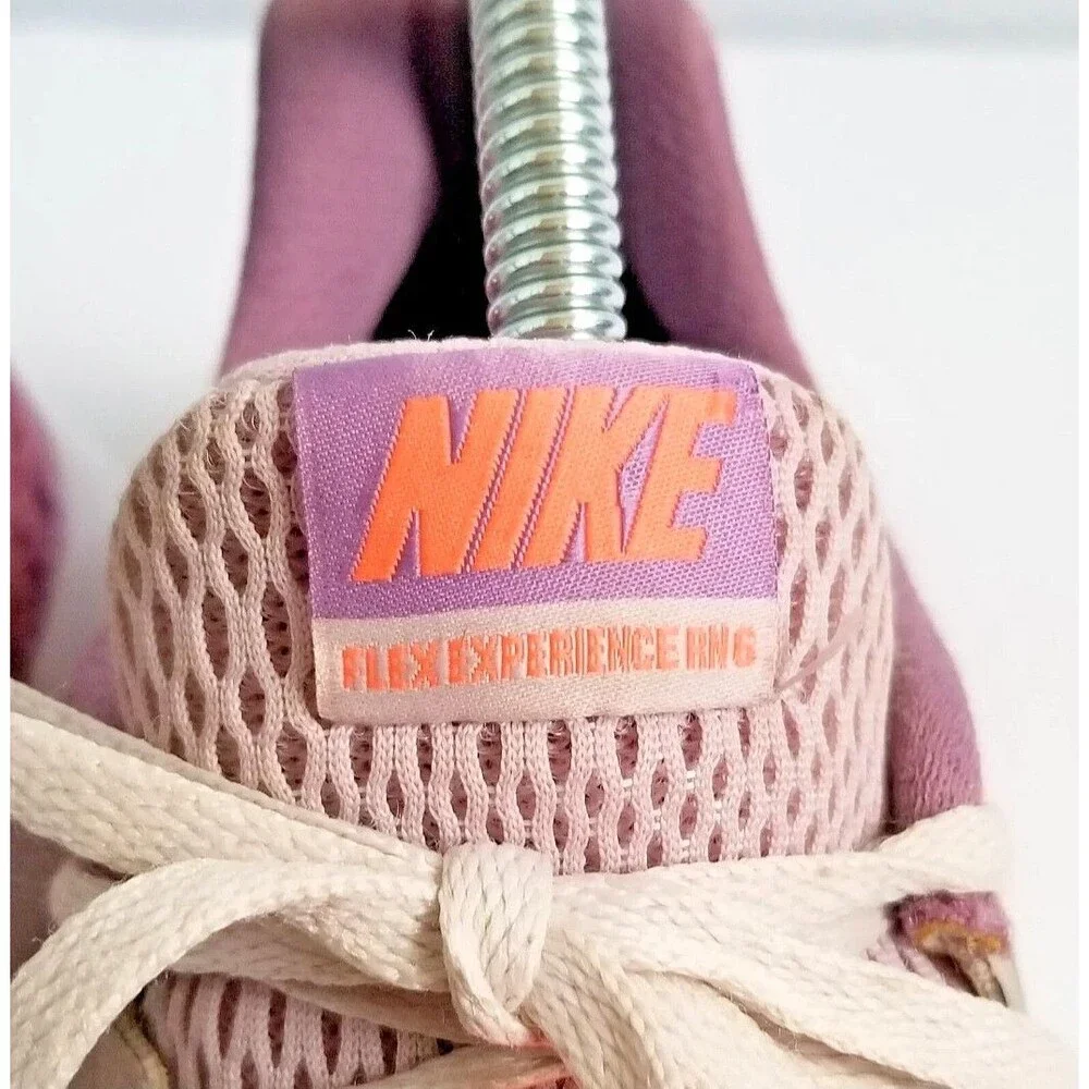 NIKE Flex Experience RN 6 Iced Lilac Bright Mango Running Shoes Sneakers US 8.5